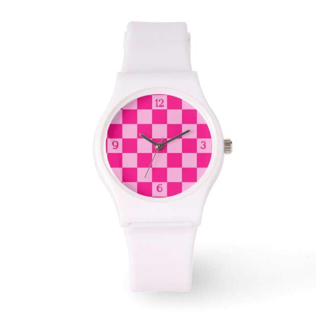 Relógio Números de retrorreflectores geométricos rosa-quen (Frente)
