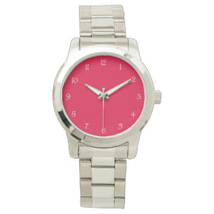 Relógio Números de Script Branco em Mens Rosa