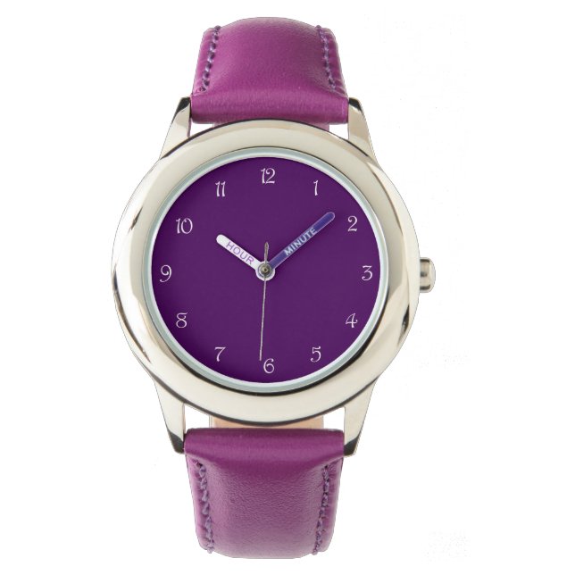 Relógio Números de Script Branco em Wacent Roxo (Frente)