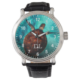 Relógio Números dos Monogramas Hawaii Turtle Honu