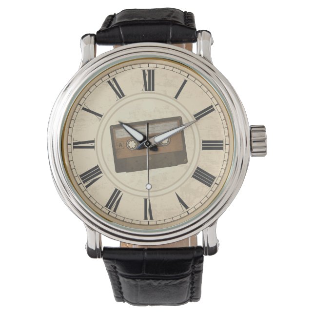 RELÓGIO NÚMEROS ROMANOS RÚSTICOS FITA DE CASSETE ÚNICA (Frente)