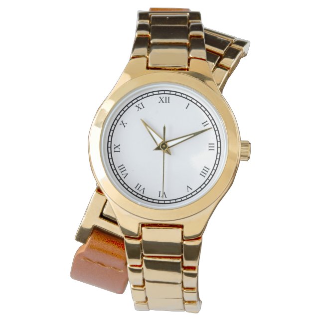 Relógio Números romanos Womens enrolam Dourado Observador  (Frente)