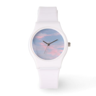 Relógio Nuvens rosa personalizáveis