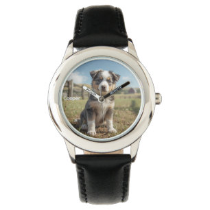 Relógio O Cão de Bovinos da Criança Fofa Personalizado
