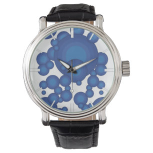 Relógio O círculo de estilo do ano azul dos anos 70