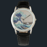 Relógio O Excelente Hokusai desceu de Kanagawa. Vintage ja<br><div class="desc">Katsushika Hokusai,  relógio "A onda do Excelente de Kanagawa". Ilustração do japão Vintage.</div>