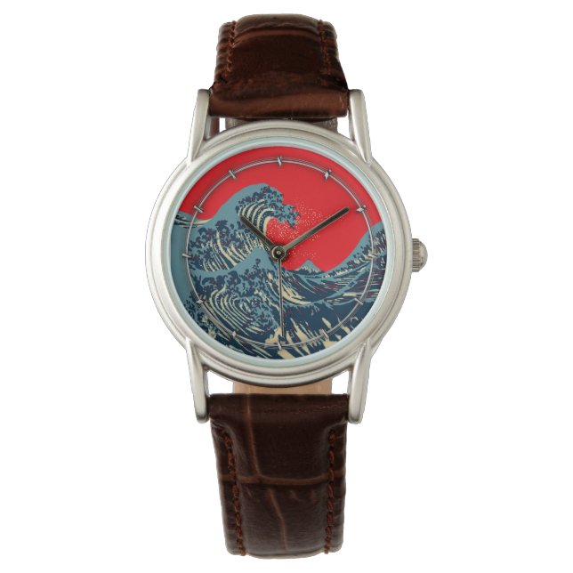 Relógio O Excelente Hokusai Wave em Estilo Vibrante (Frente)
