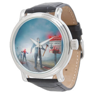 Relógio O feliz Dia das Bruxas de SlipperyJoe brilha zumbi