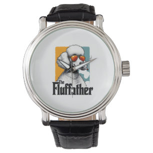 Relógio O Fluffather Poodle Vintage Cão Engraçado Máfia Ve