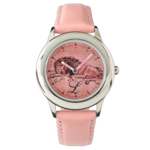 Relógio O LÍON CAPE DEITADO,Monograma Vermelho Cor-de-Rosa