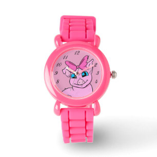 Relógio Observador de rosa de menina branca editável