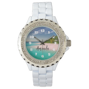 Relógio Oceano Aquamarine Praia Tropical Personalizada