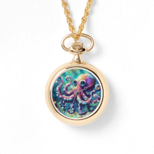 Relógio Octopus Oil Painting NMaritime Beach