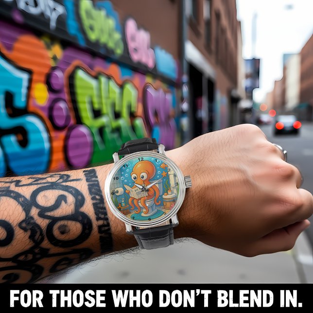 Relógio Octopus on Toilet Humorous Funny Bathroom Setting (Criador carregado)