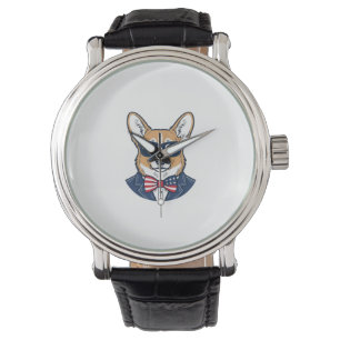 Relógio Óculos de Sol Patrióticos de Corgi Arte Vetorial V