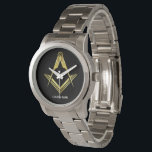Relógio Ofertas de Freemason Personalizadas | Vigas Masôni<br><div class="desc">Esses elegantes relógios masônicos fazem presentes personalizados para um companheiro ou mesmo para você... Personalize a face de observação com seu próprio nome ou texto, altere a cor de fundo e até mesmo o estilo do quadrado e da bússola. O clássico design retrata o quadrado e o símbolo da compasso...</div>