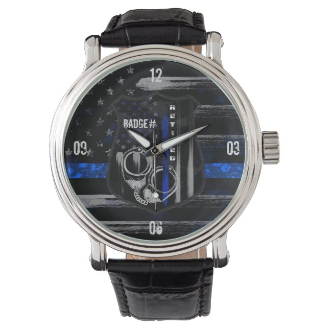 Relógio Oficial aposentado - Blue Line Leather Watch (Frente)