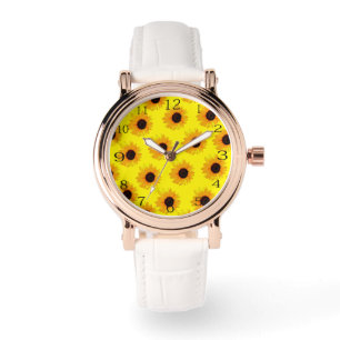 Relógio Óleo Amarelo Pintado Girassóis,