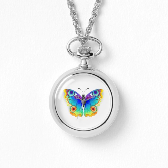 Relógio Olho Peacock da Borboleta Arco-Íris (Frente)