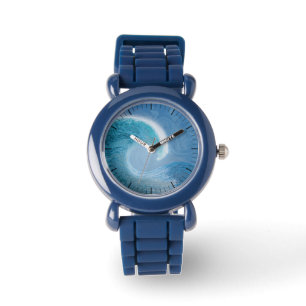 Relógio Onda Azul Artística
