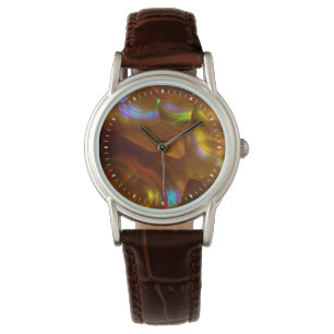Relógio Opal de fogo laranja iridescente