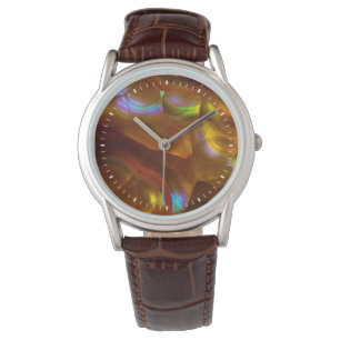 Relógio Opal de fogo laranja iridescente