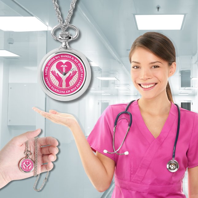Relógio Oração da Enfermeira: Senhor, Guia Minhas Mãos e M (Nurse Appreciation Gift: Nurse's Prayer Lord, guide my hands... Clock Necklace)