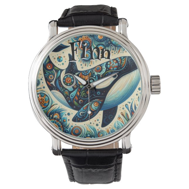 Relógio Orca Killer Whimsical Náutico Personalizado (Frente)