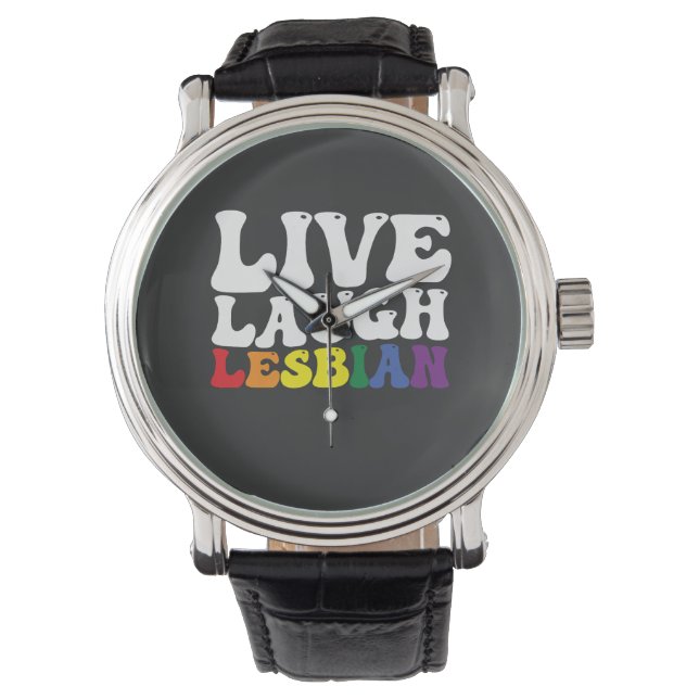 Relógio Orgulho Groovy Viva Ria Lésbica LGBT (Frente)