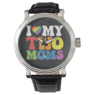 Relógio Orgulho LGBT Eu Amo Minhas Duas Mães Gays Lésbicas