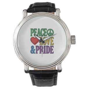 Relógio Orgulho Paz Amor Desenho Vetorial de Gravura Vinta