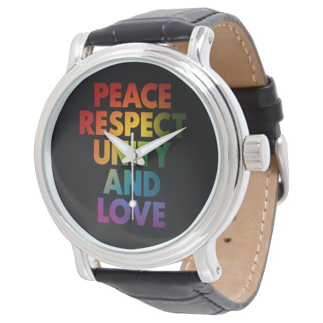 Relógio Orgulho Paz Respeita Unidade E Amor (Angular)