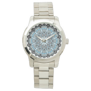Relógio Ornamentado Blue Elegante Mandala