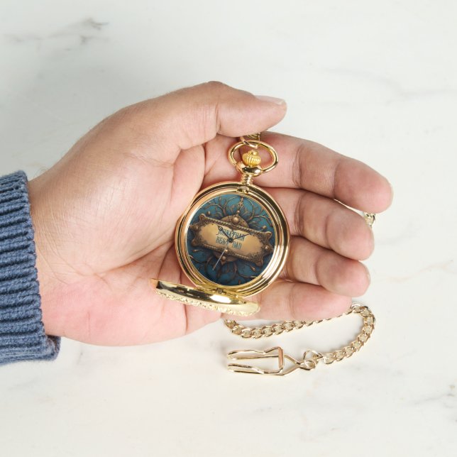 Relógio Ornamentado Patina e Dourada Steampunk Pocket Watc (Mão)