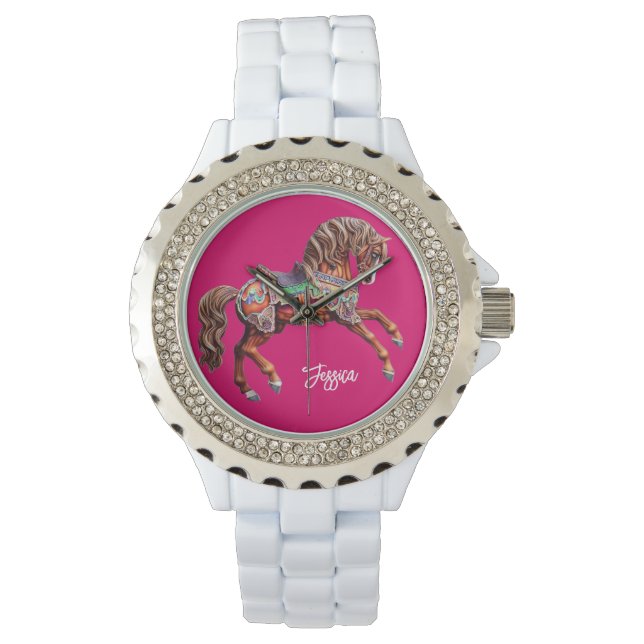 Relógio Ornamentado Wooden Carousel Horse (Frente)