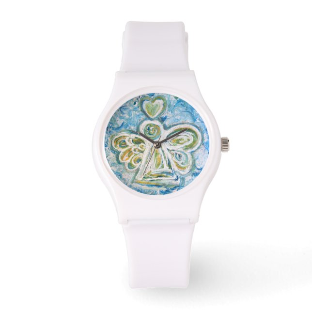 Relógio Ouro Azul Guardian Angel Custom Watch Design (Frente)