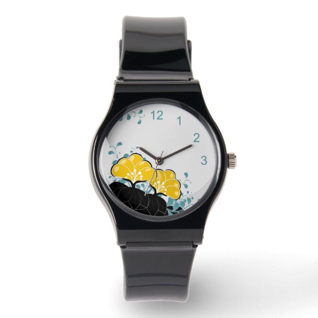 Relógio Ouro Elegante Camellias Watch com números (Frente)