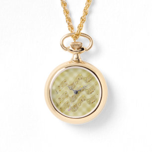 Relógio Ouro Music Notes Wenound Dourado Watch