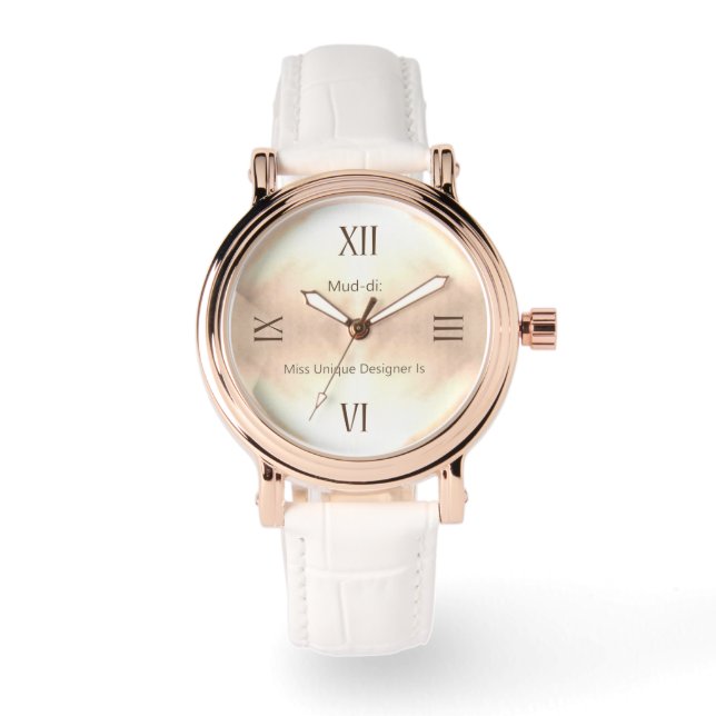 Relógio Ouro Wooden RN Rosa Dourado White Leather Watch (Frente)