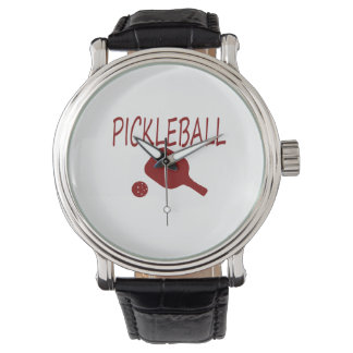 Relógio pá-pickleball com pá e bola vermelha
