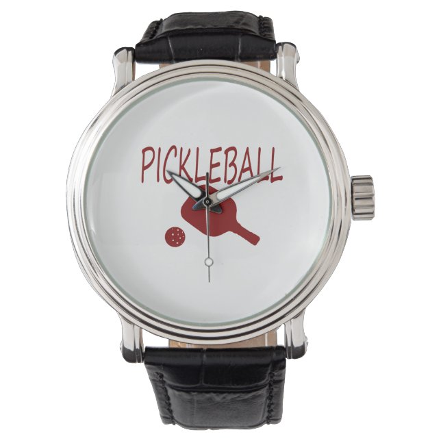 Relógio pá-pickleball com pá e bola vermelha (Frente)