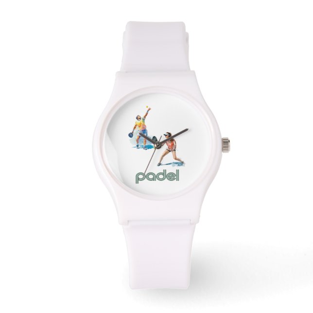 Relógio Padel Watch – Estilo Vibrante Padel Chic Branco (Frente)