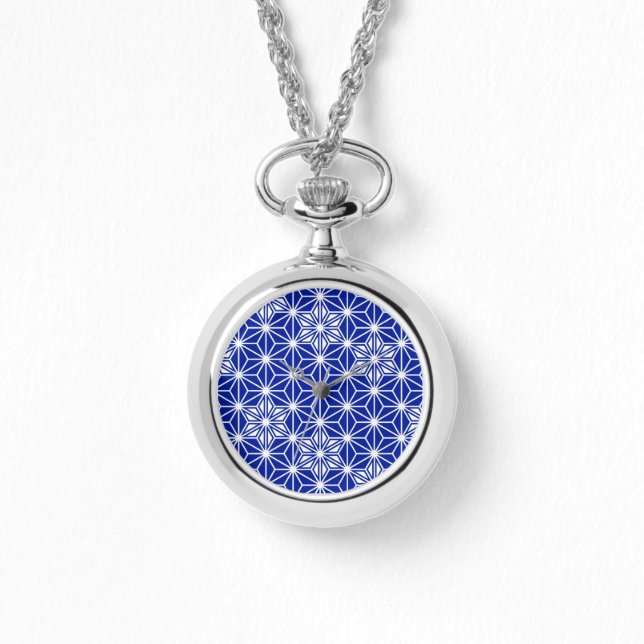 Relógio Padrão Asanoha japonês - azul de cobalto (Frente)
