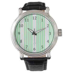 Relógio Padrão de cinco faixas verde e branco