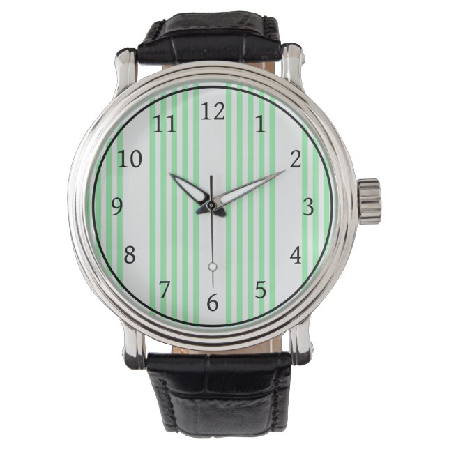 Relógio Padrão de cinco faixas verde e branco (Frente)