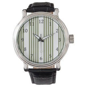 Relógio Padrão de cinco faixas verde-oliva e branco