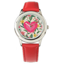 Padrão de Coração de Amor Rosa e Flores
