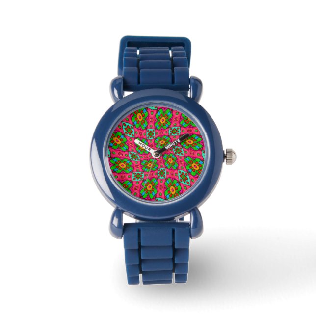 Relógio Padrão de Flores de Abstrato exclusivo (Frente)