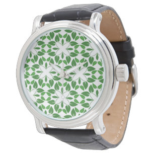 Relógio Padrão de Folhas, Padrão de Folhas, Folhas Verdes