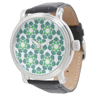Relógio Padrão de Folhas, Padrão de Folhas, Folhas Verdes